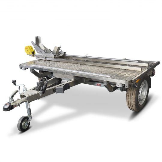A2200910-Unitrail-Anhaenger-mit-einer-Auffahrrampe Aufahrrampe mit Seilwinde für ein Motorrad, Motorradanhänger